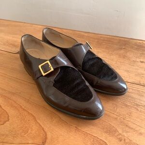 Vintage Classiques Entier Italian Leather and Pony Fur Oxfords with Buckle